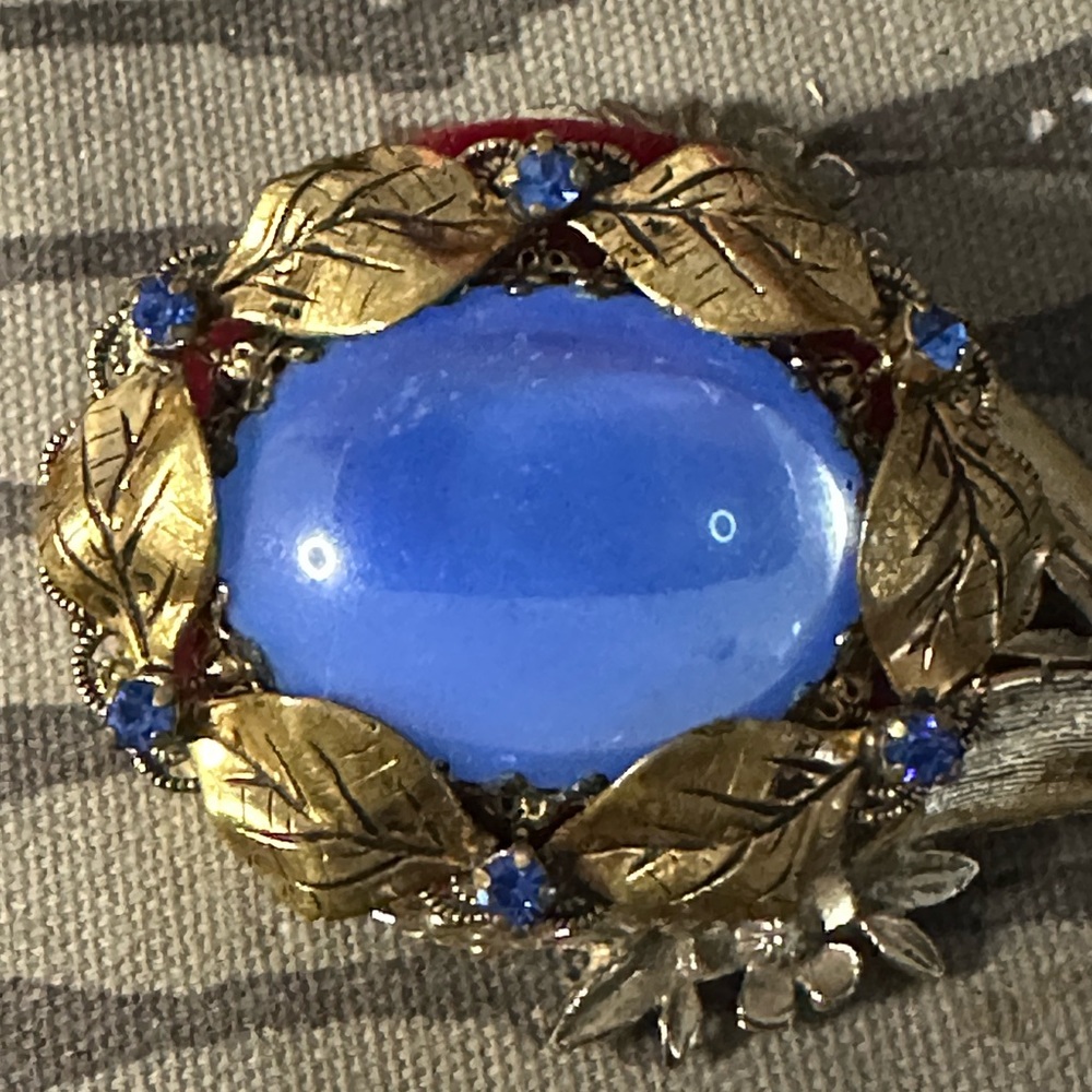 Rare Signed West Germany Blue Glass Brooch